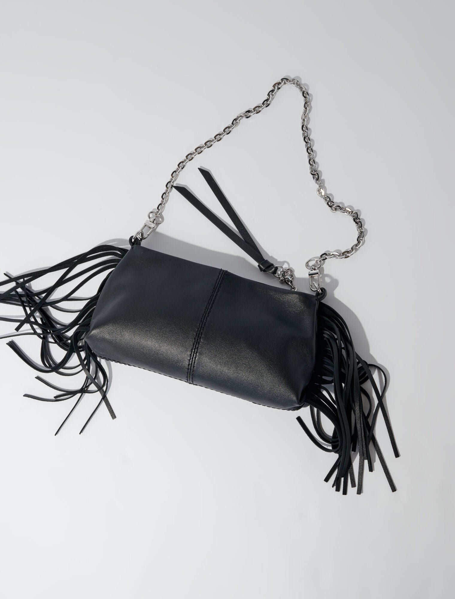 Black-Miss M plain leather clutch bag