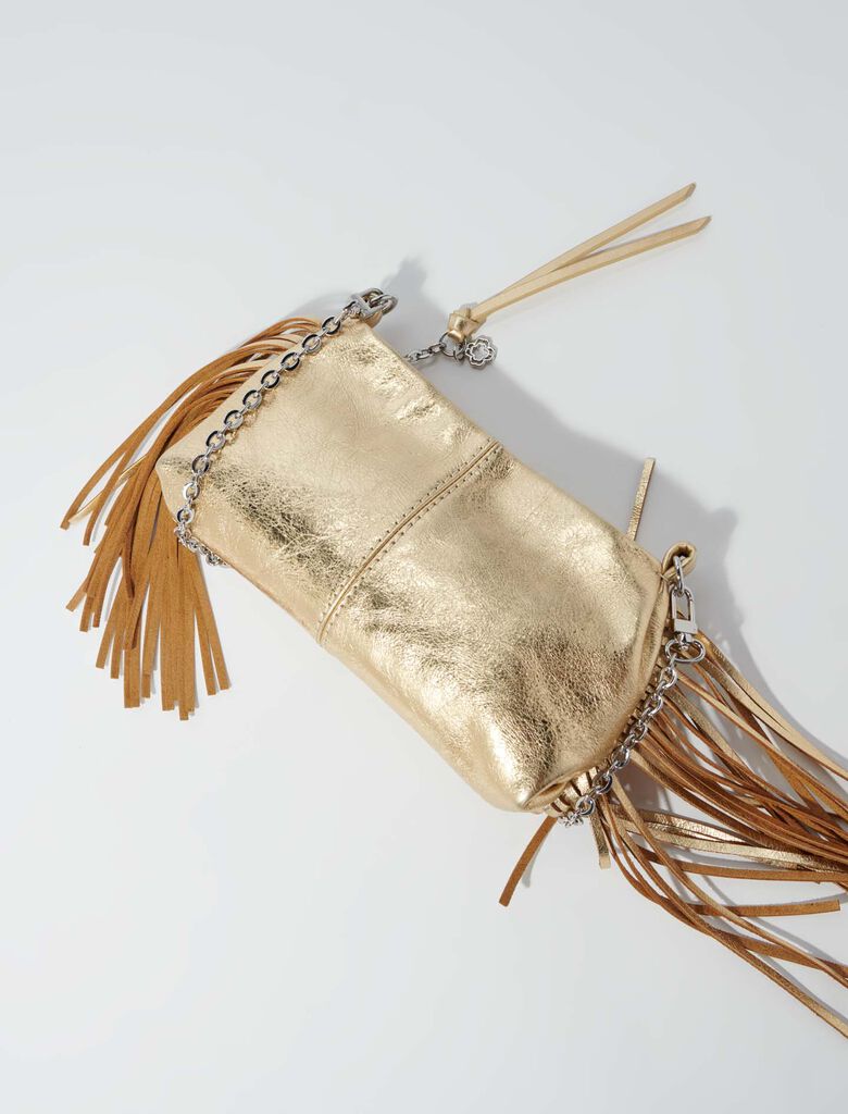 Gold-Metallic leather Miss M clutch bag