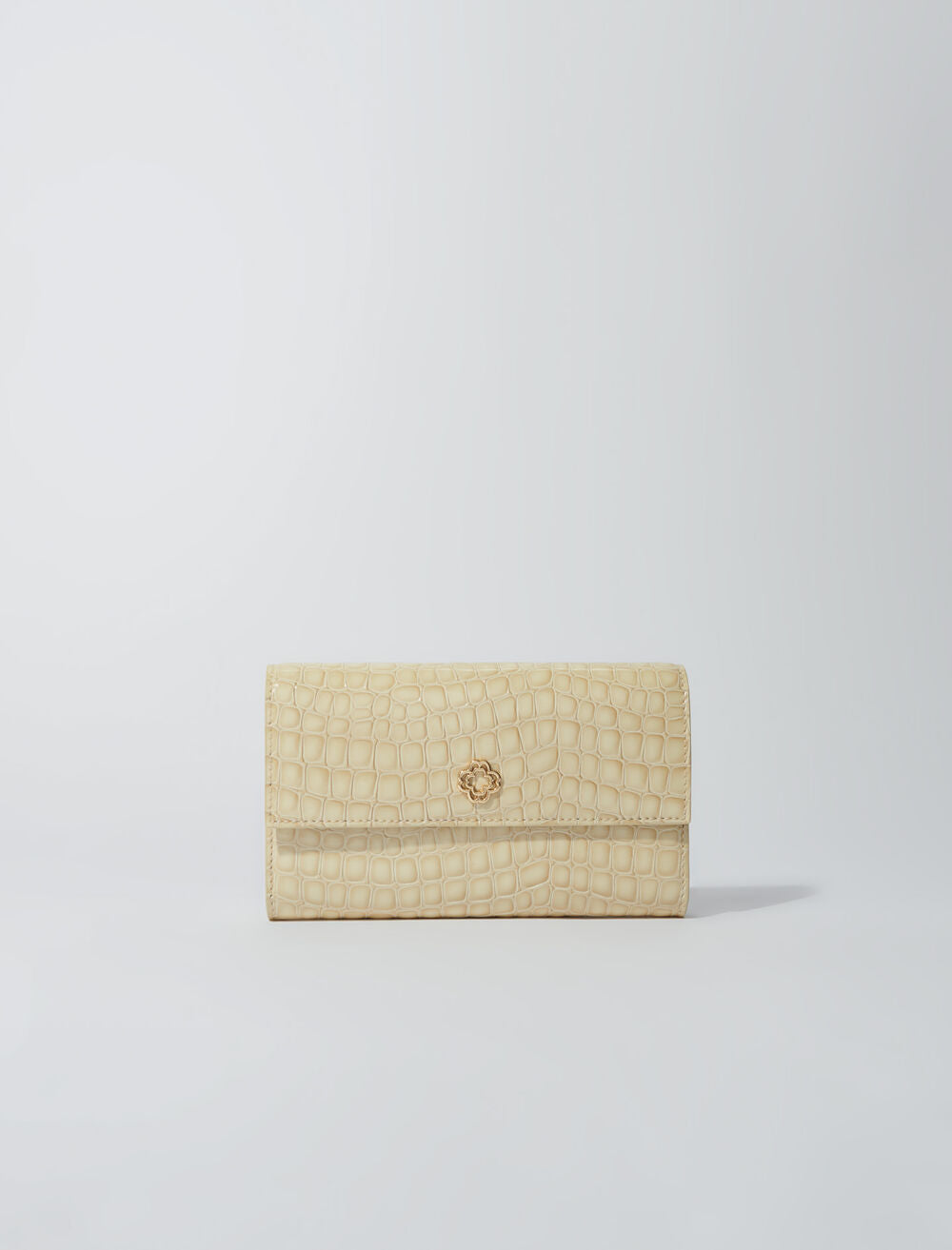 Glossy Beige-featured-Leather chain wallet