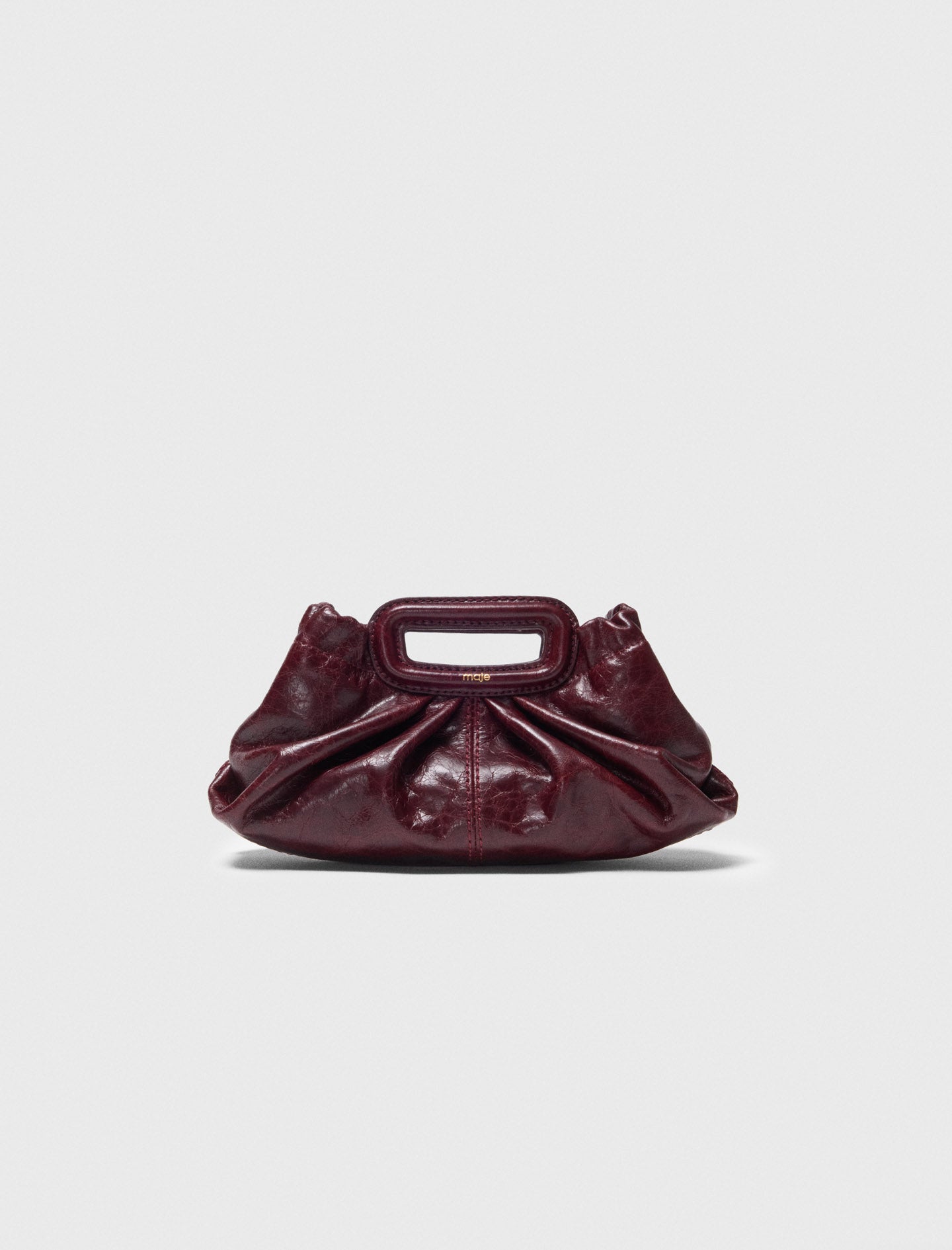 Crackled leather mini clutch Burgundy