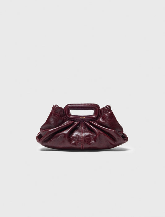 Crackled leather mini clutch Burgundy
