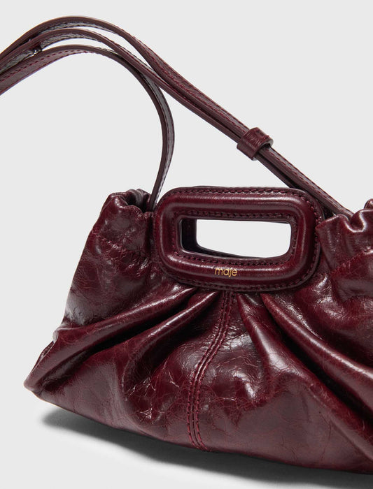 Crackled leather mini clutch Burgundy