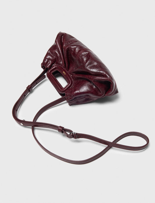 Crackled leather mini clutch Burgundy