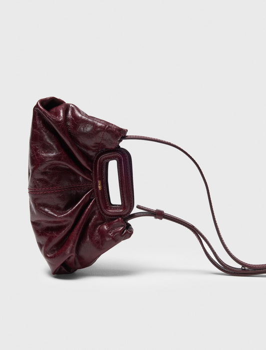 Crackled leather mini clutch Burgundy