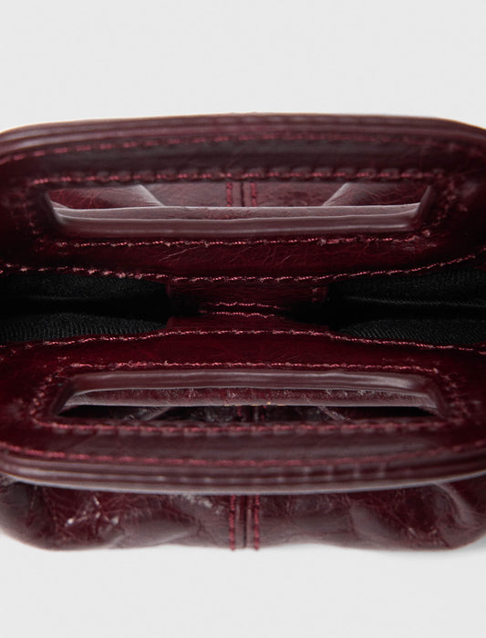 Crackled leather mini clutch Burgundy