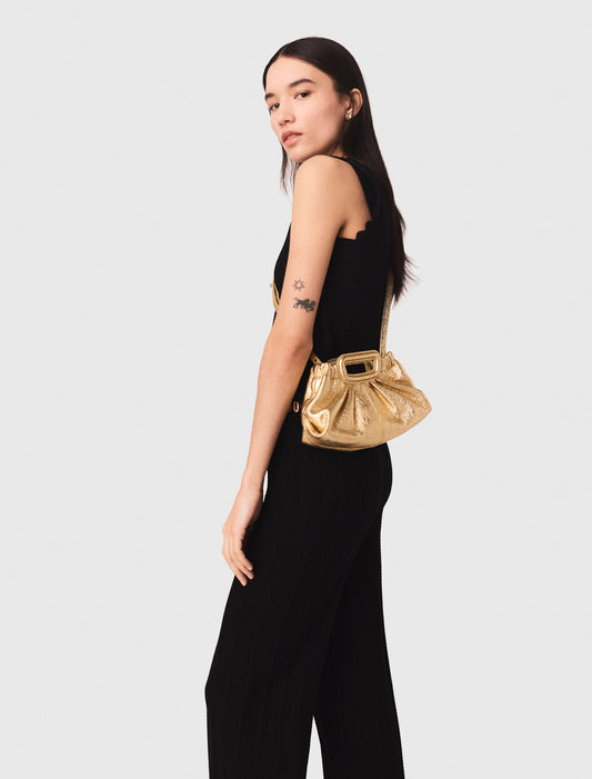Metallic Leather Milpli Mini Clutch Gold