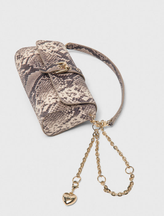 Python-Effect Miss M Walk Bag Natural Snake Print