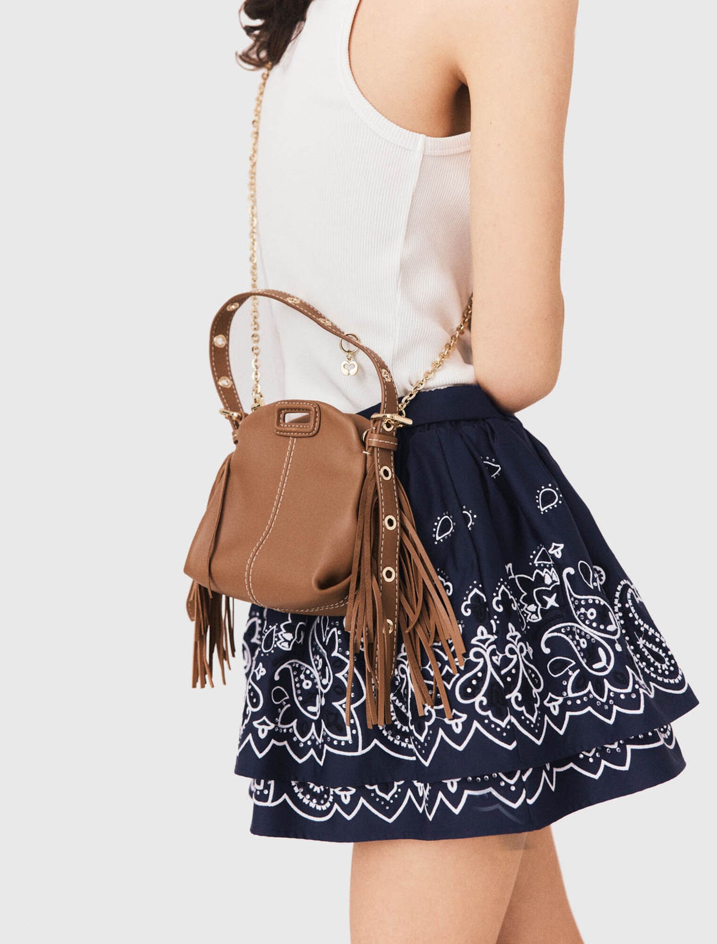 Miss M micro stitched leather bag Moka