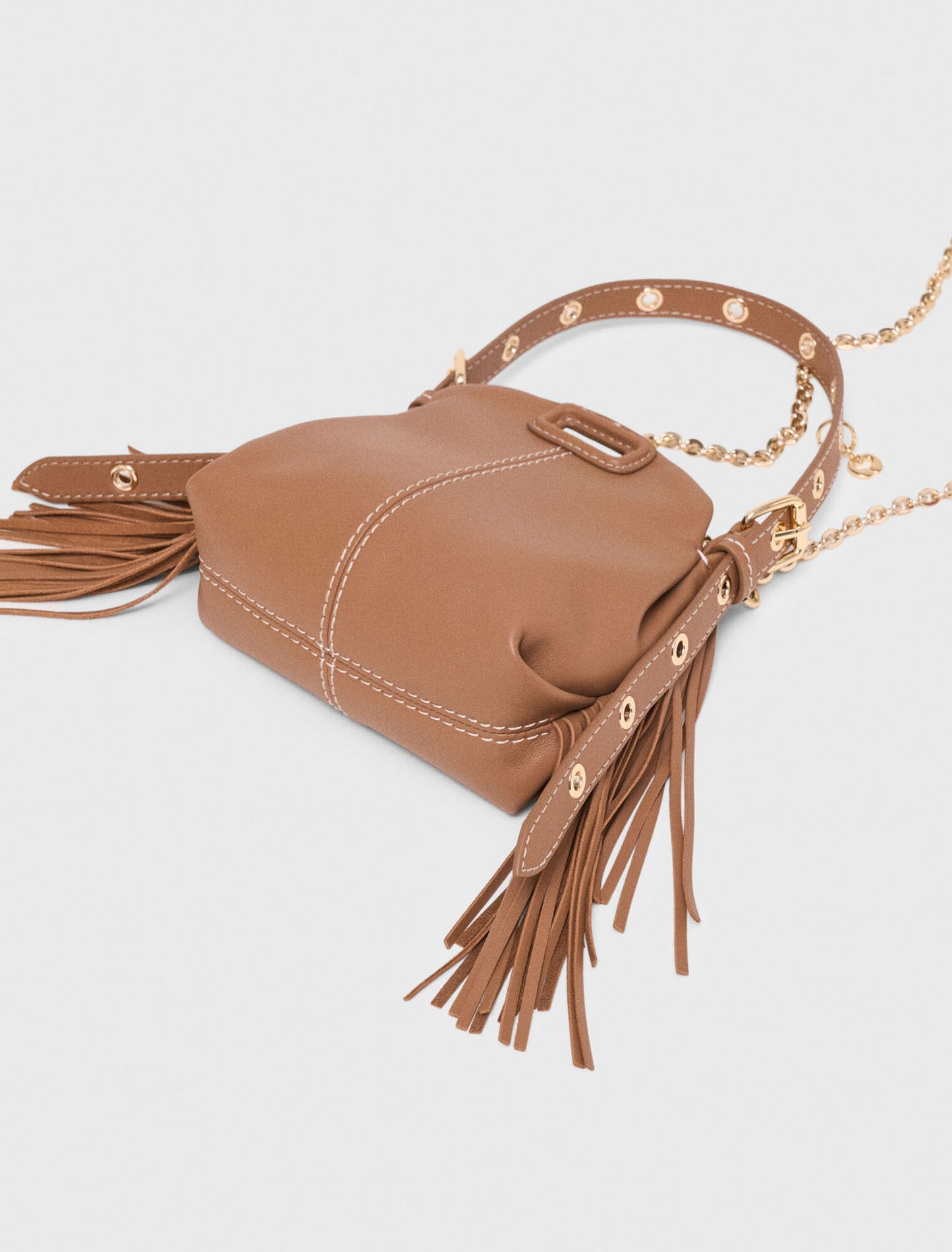 Miss M micro stitched leather bag Moka