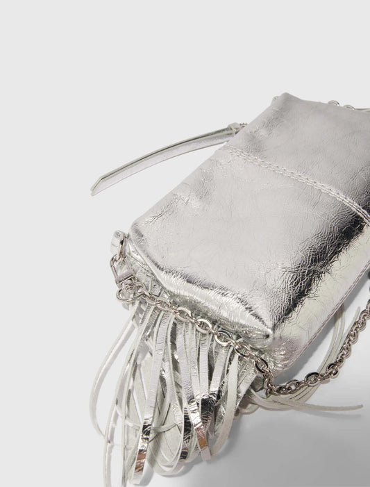 Miss M leather clutch bag Silvery