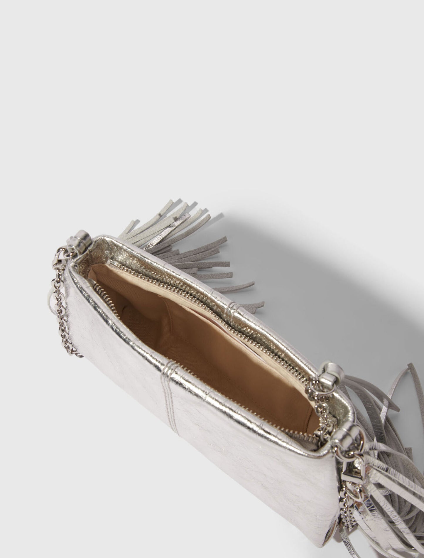 Miss M leather clutch bag Silvery