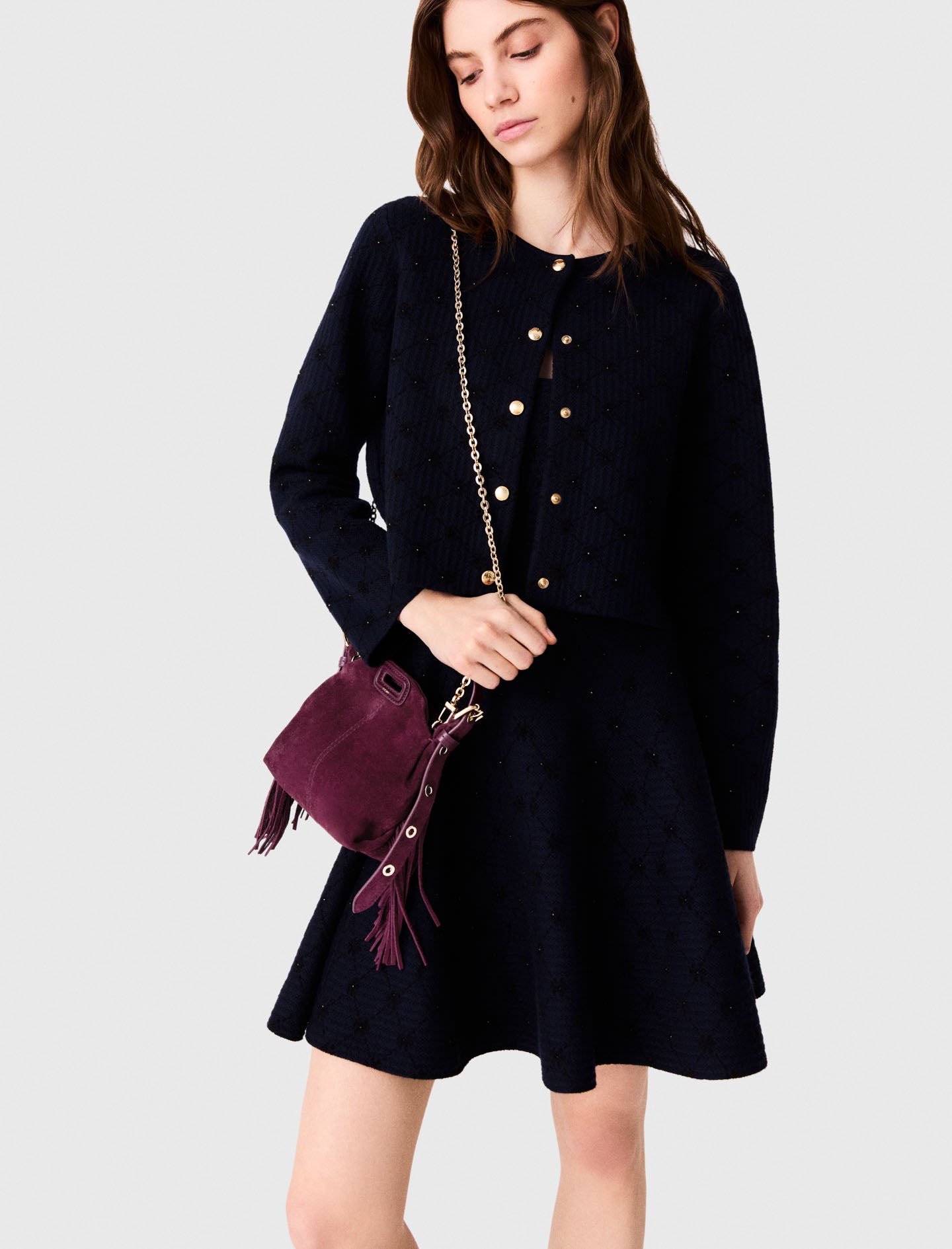 Miss M micro suede bag Eggplant