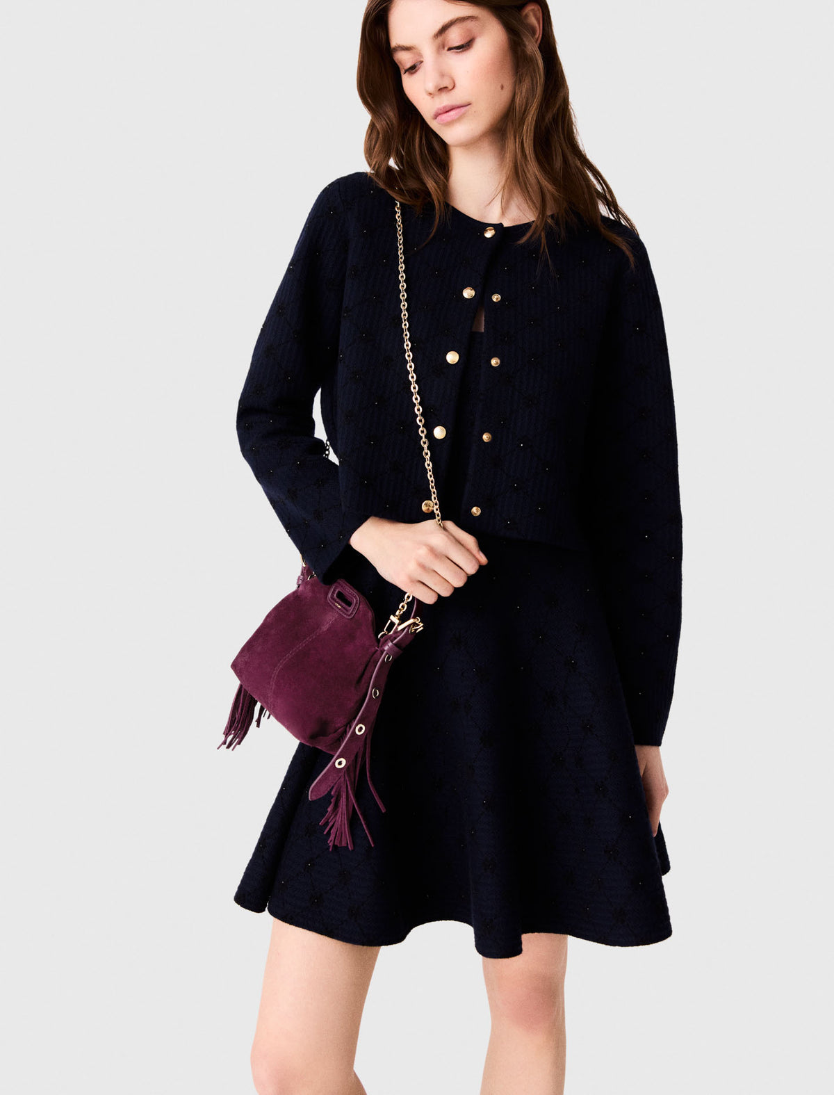 Miss M micro suede bag Eggplant