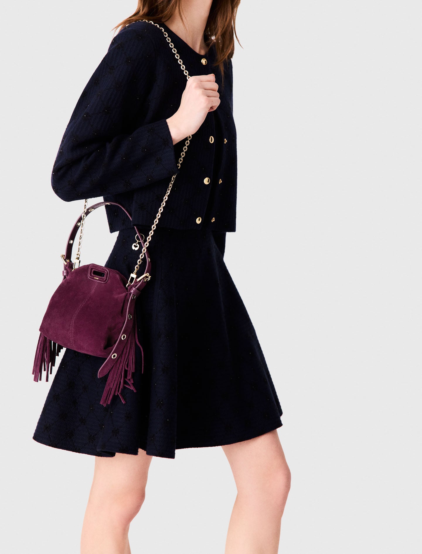 Miss M micro suede bag Eggplant