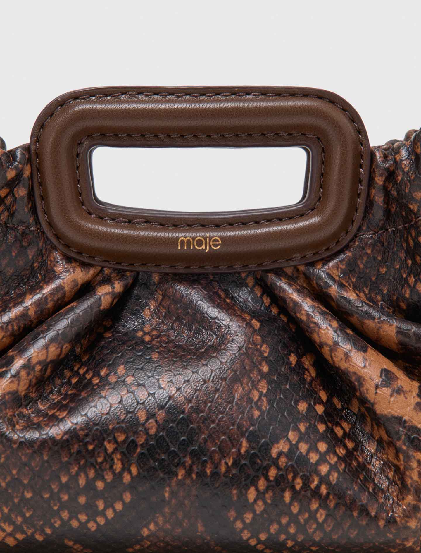 Milpli mini embossed leather pouch Brown Snake Print