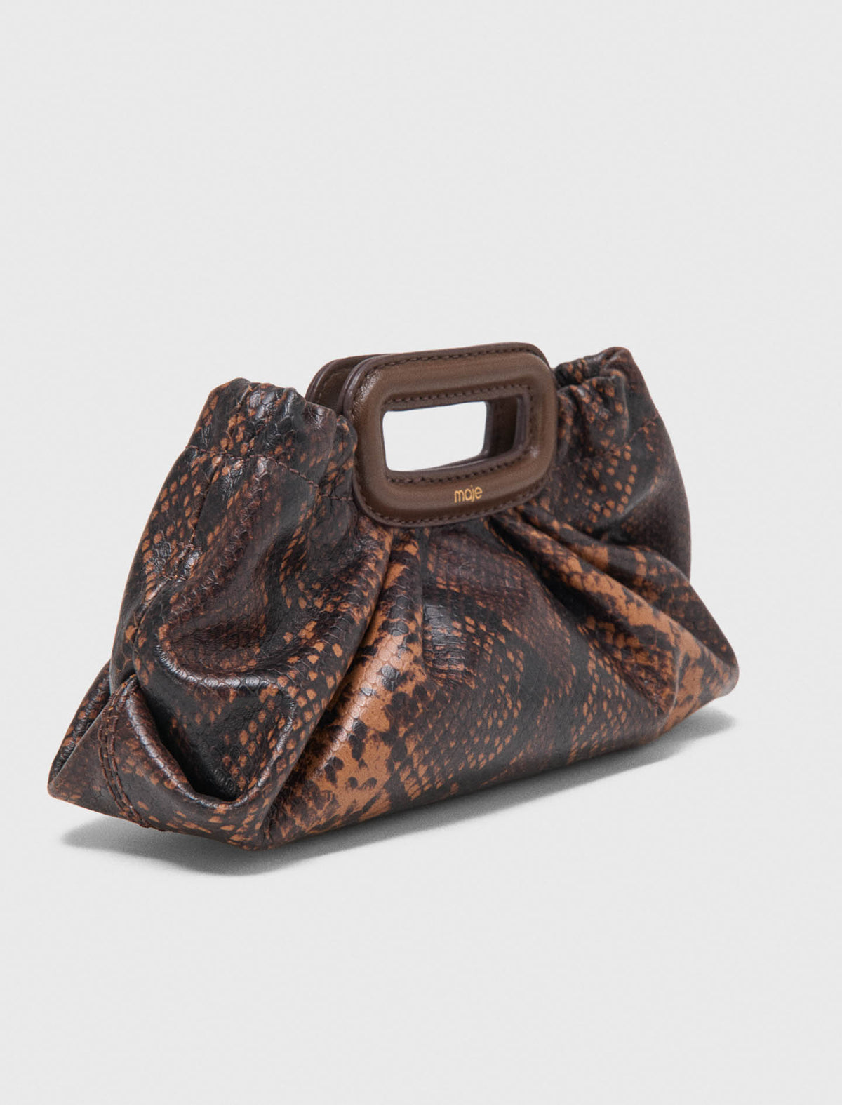 Milpli mini embossed leather pouch Brown Snake Print