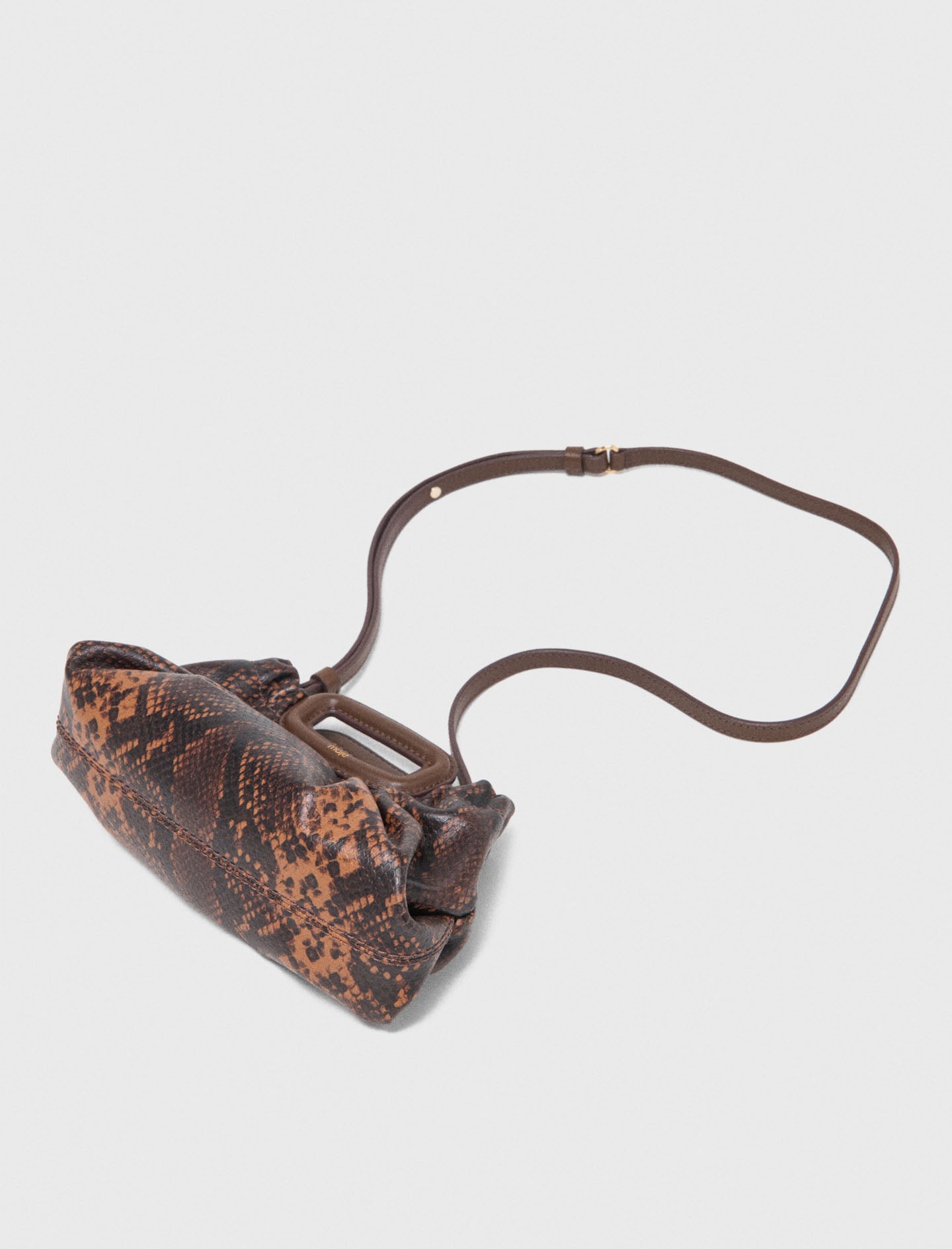 Milpli mini embossed leather pouch Brown Snake Print