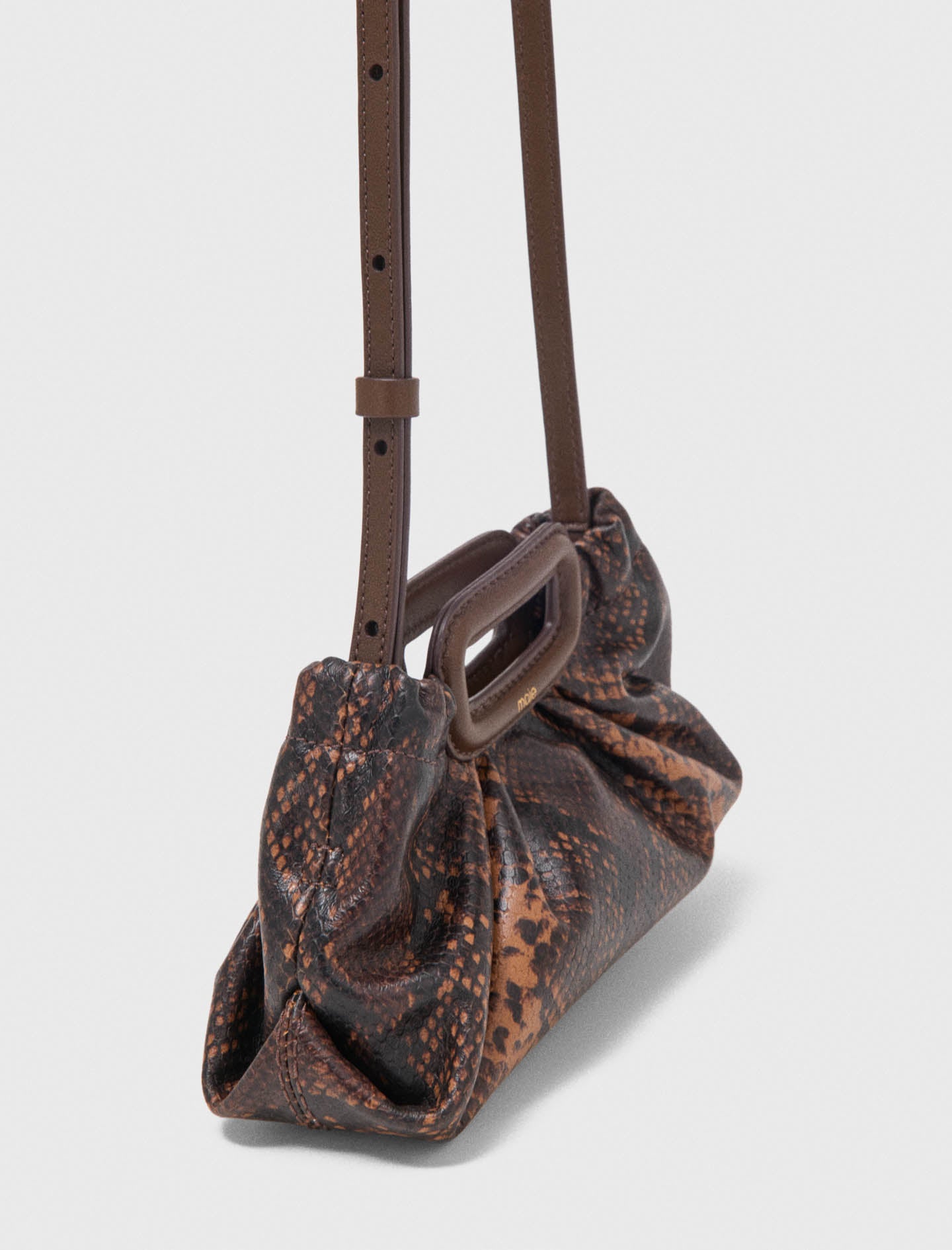Milpli mini embossed leather pouch Brown Snake Print