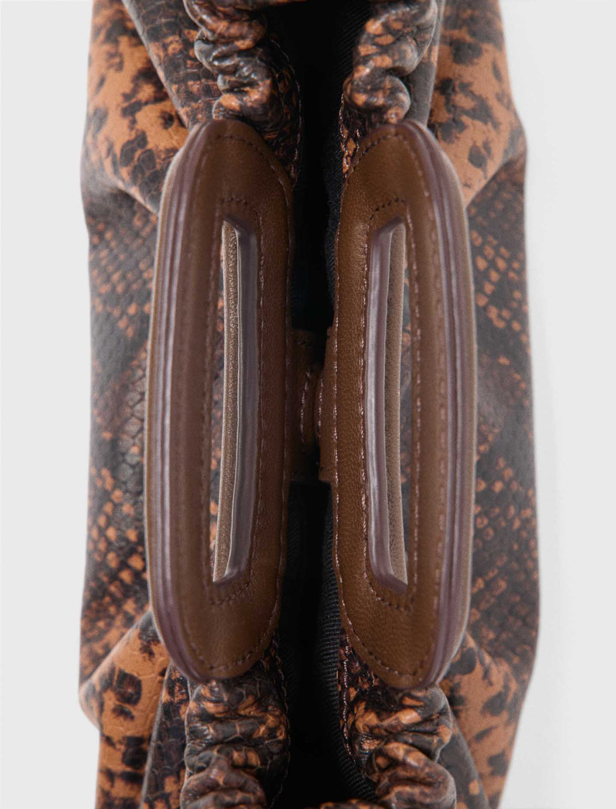 Milpli mini embossed leather pouch Brown Snake Print