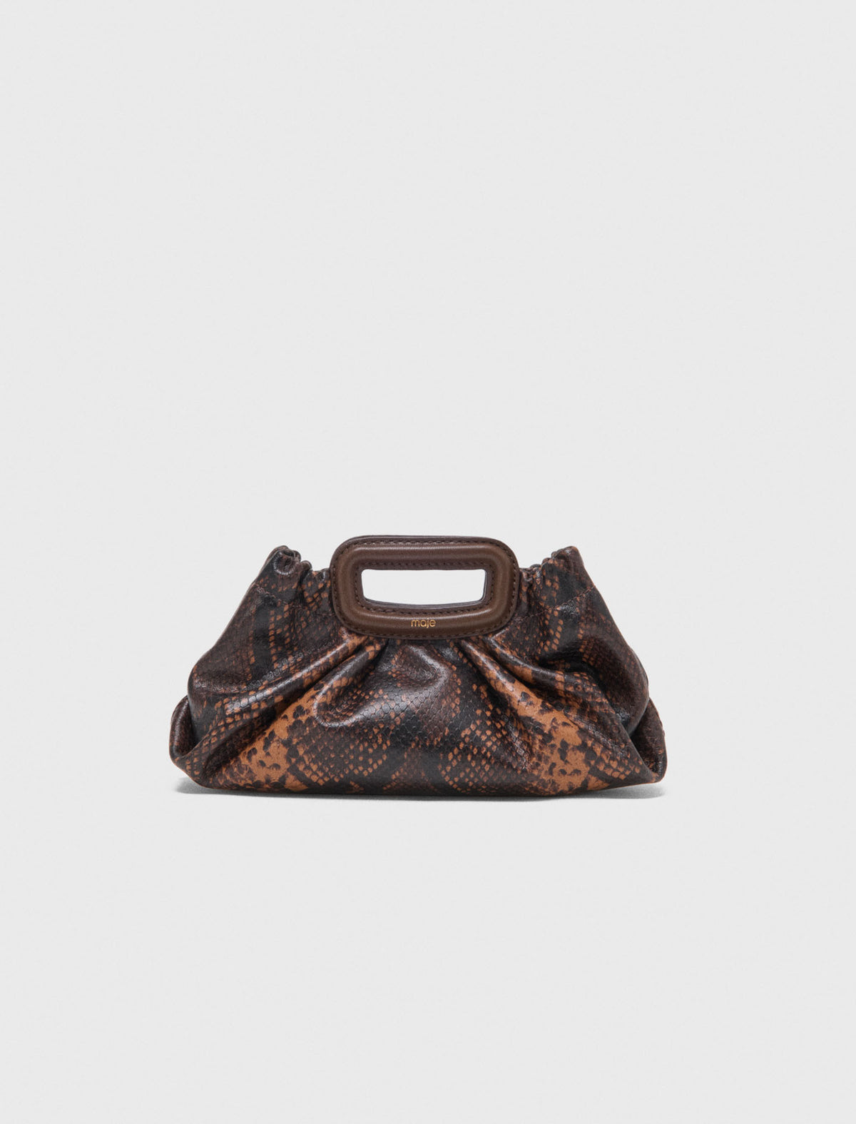 Milpli mini embossed leather pouch Brown Snake Print