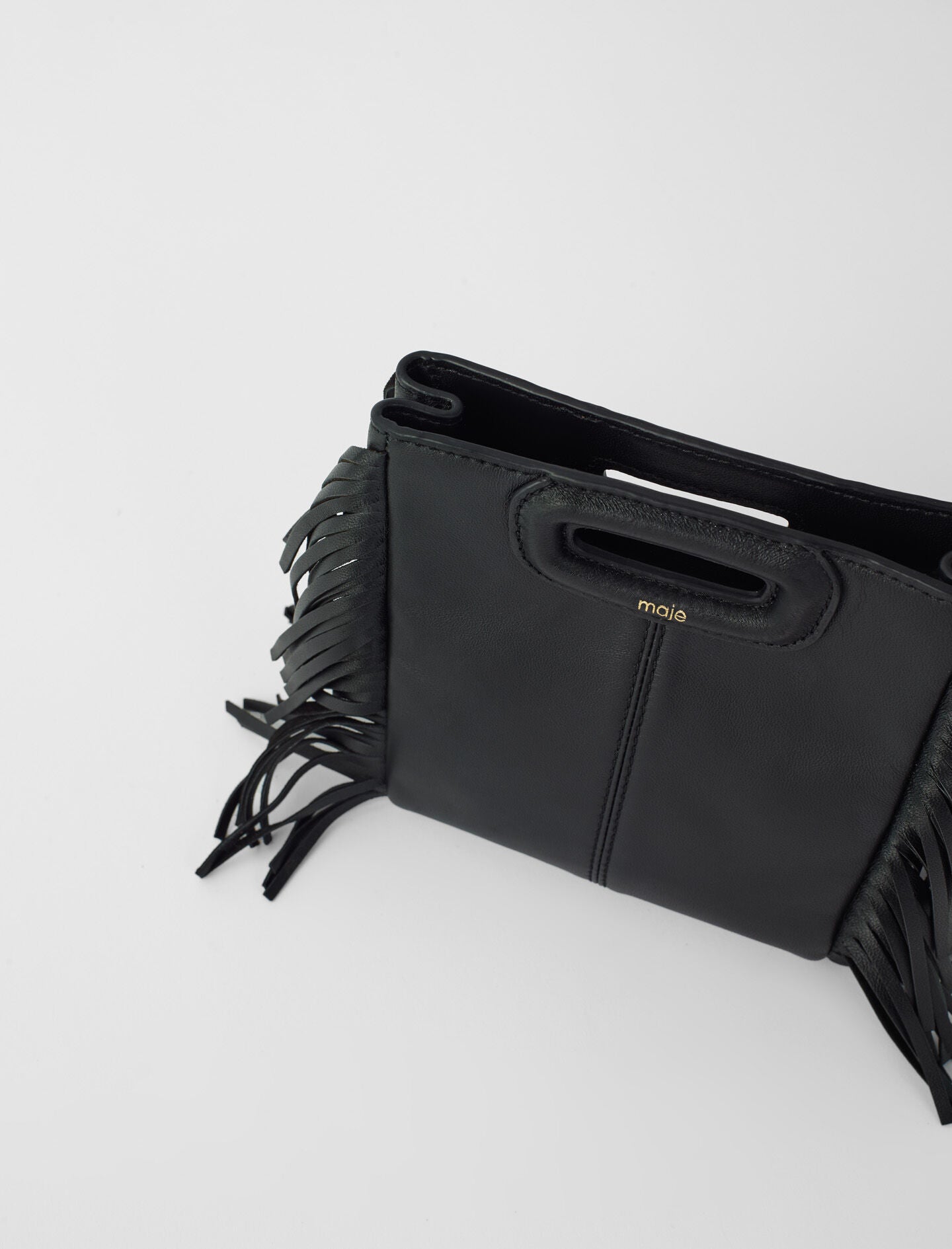 Black-leather mini m bag with chain