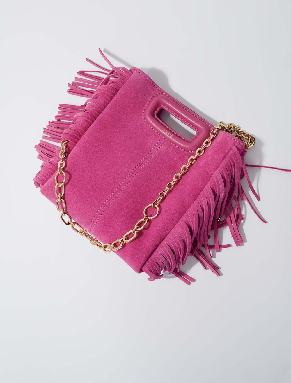 Dark pink-featured-M mini suede bag
