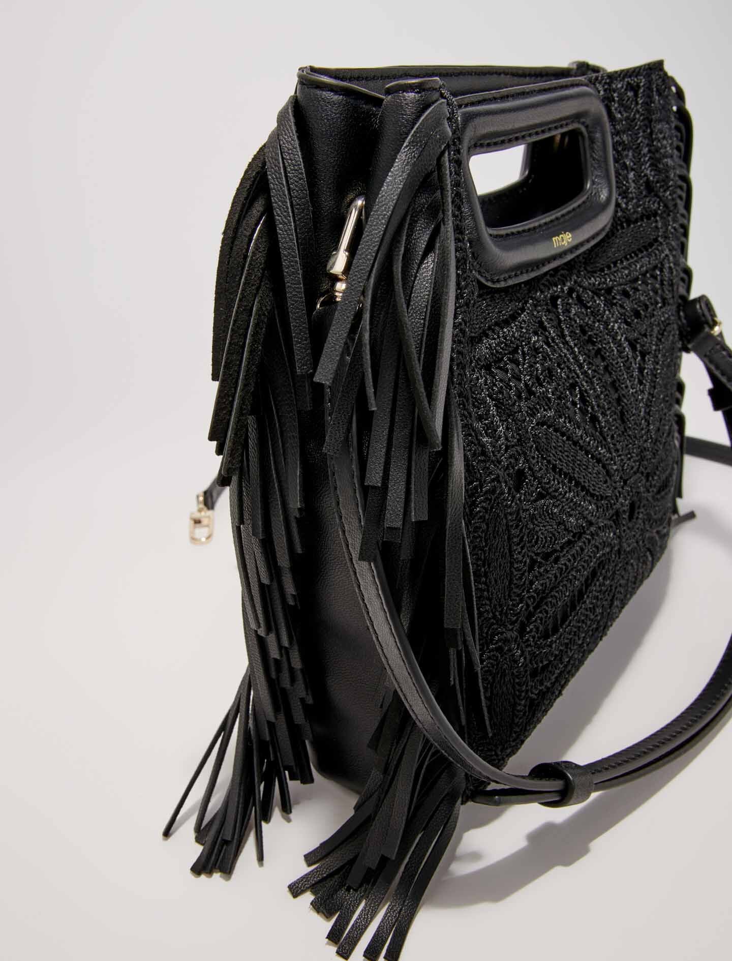 Black-crochet-knit m bag