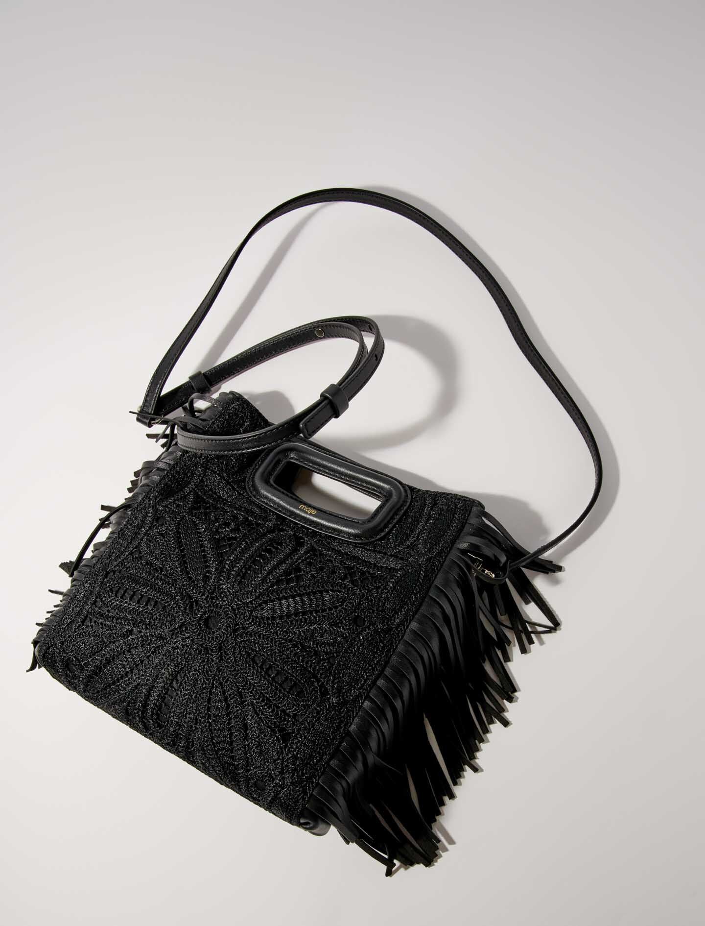 Black-crochet-knit m bag