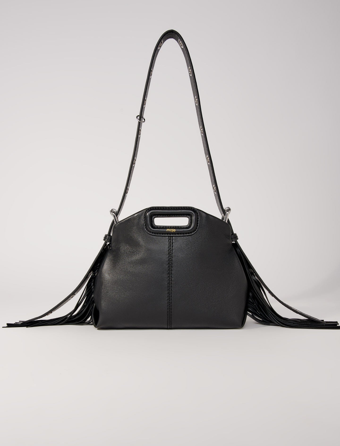 Black-featured-smooth leather mini miss m bag