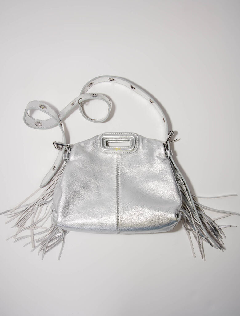 Silver-Metallic Leather Mini Miss M Bag