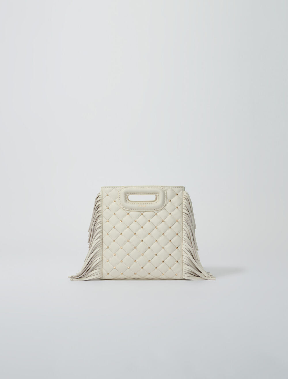 Ecru - Studded M quilted leather mini bag