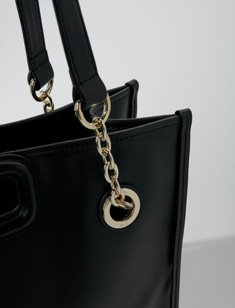 Black-Fringed Leather Tote Bag