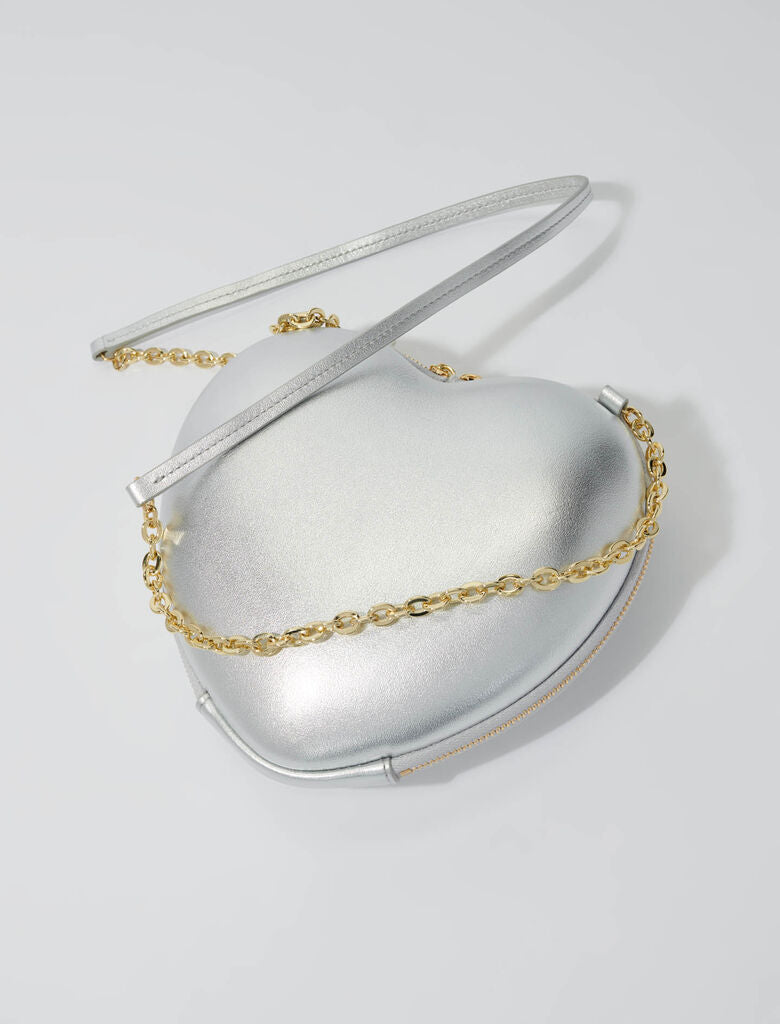 Silver-Heart-shaped leather bag