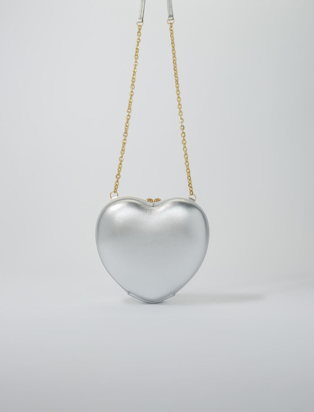 Silver-featured-Heart-shaped leather bag