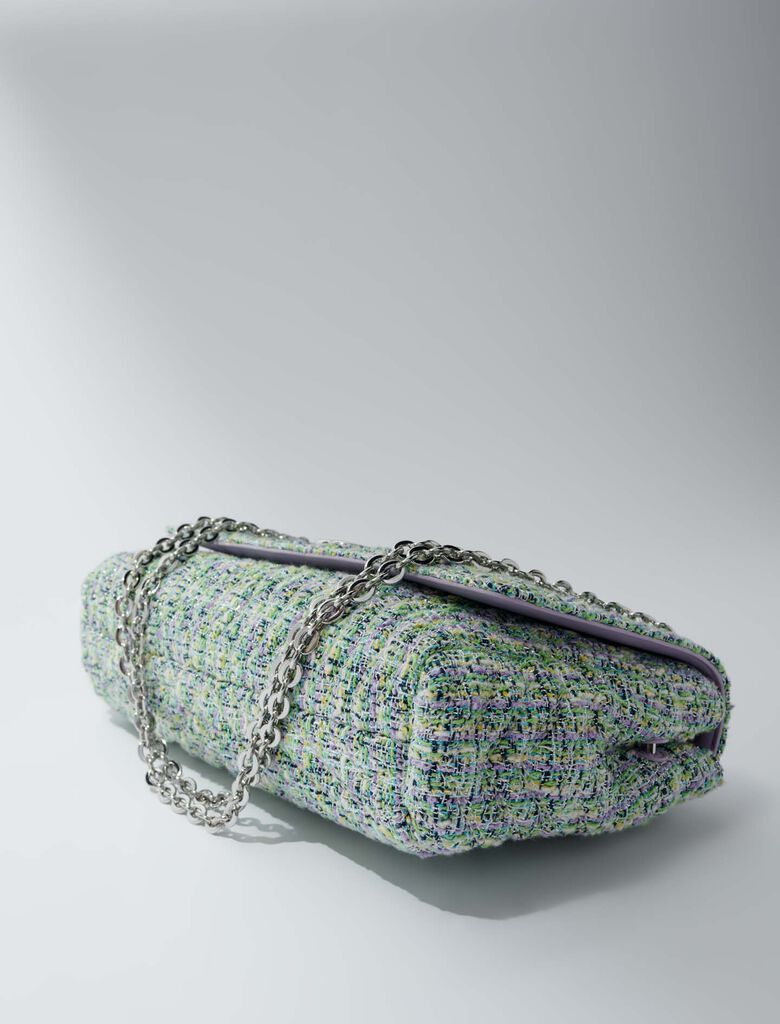 Multi-Coloured-Clover bag with tweed chains