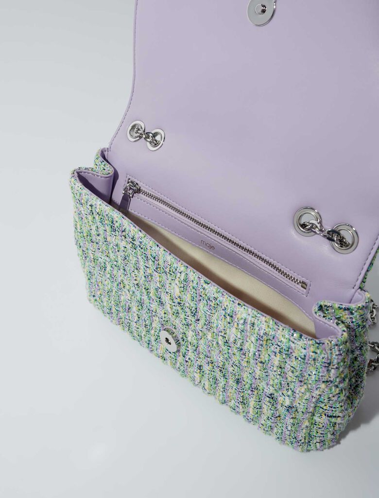 Multi-Coloured-Clover bag with tweed chains