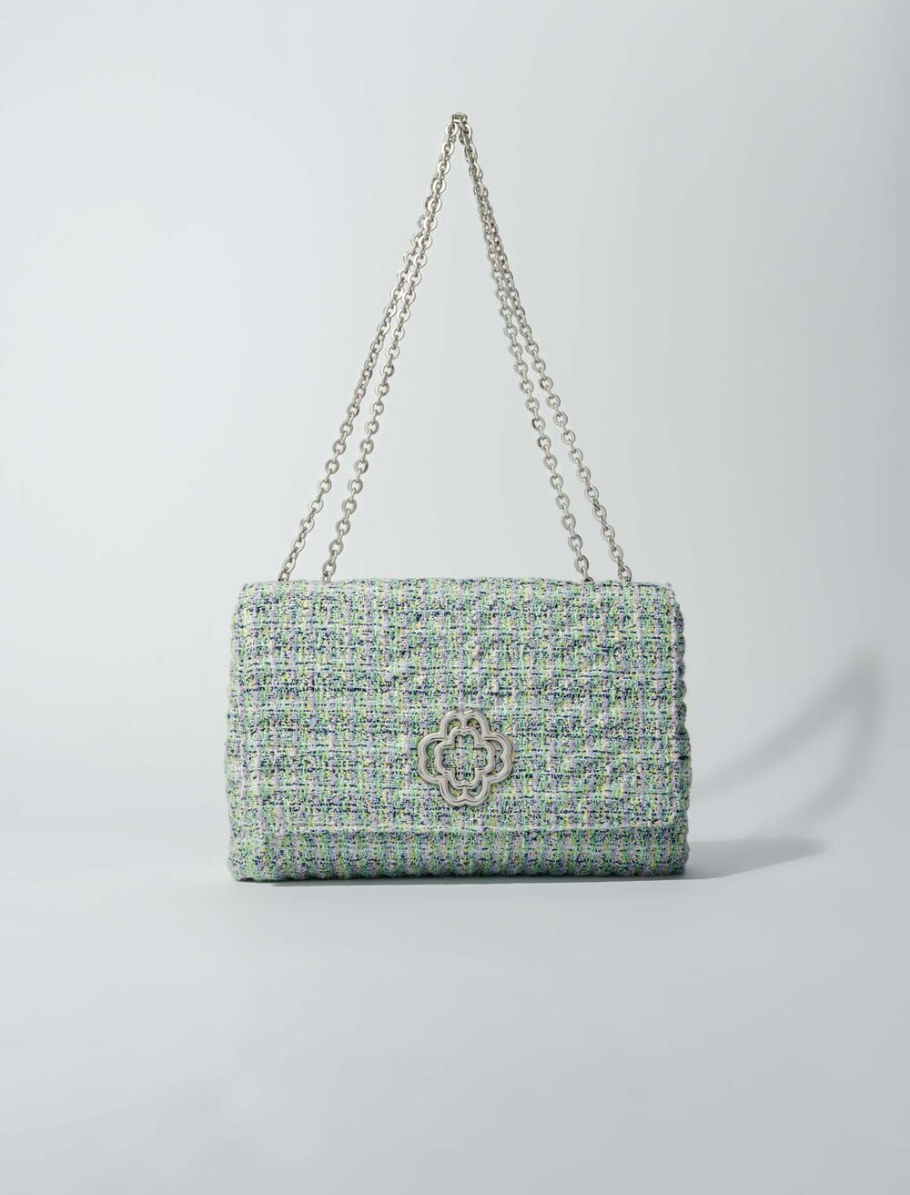Multi-Coloured-featured-Clover bag with tweed chains