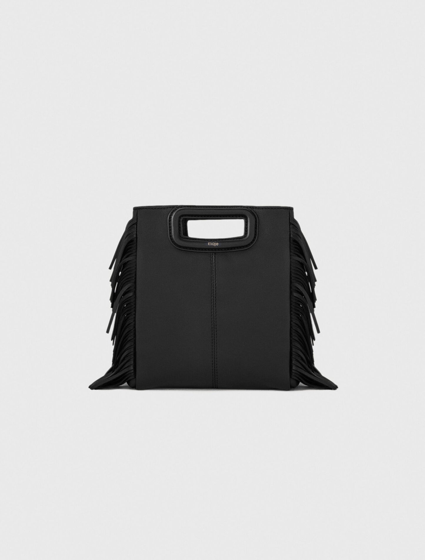 Smooth leather M bag with fringing Black