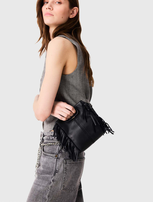 Mini M bag in smooth leather Black