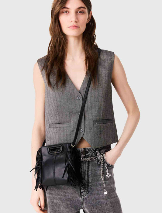 Mini M bag in smooth leather Black
