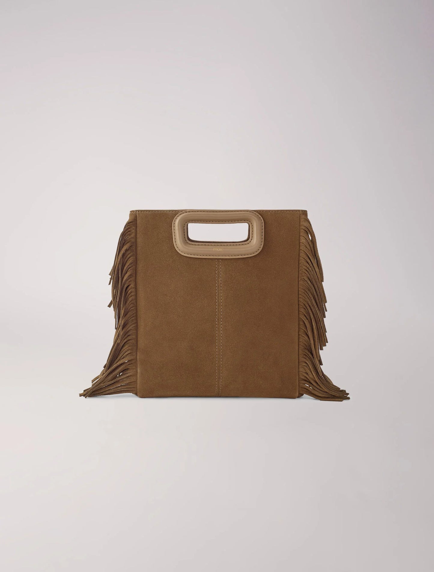 Camel  -Fringed M bag in suede