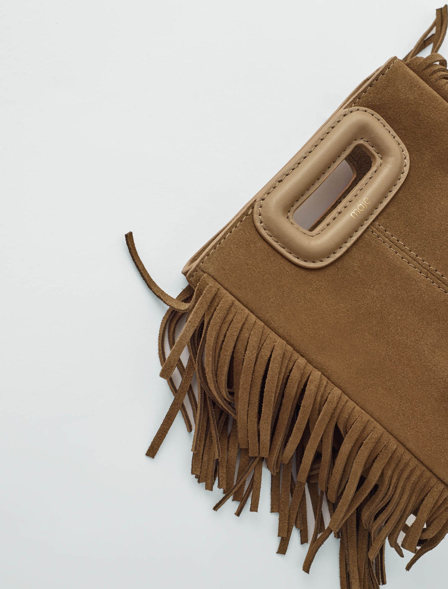 M mini bag in suede leather Camel