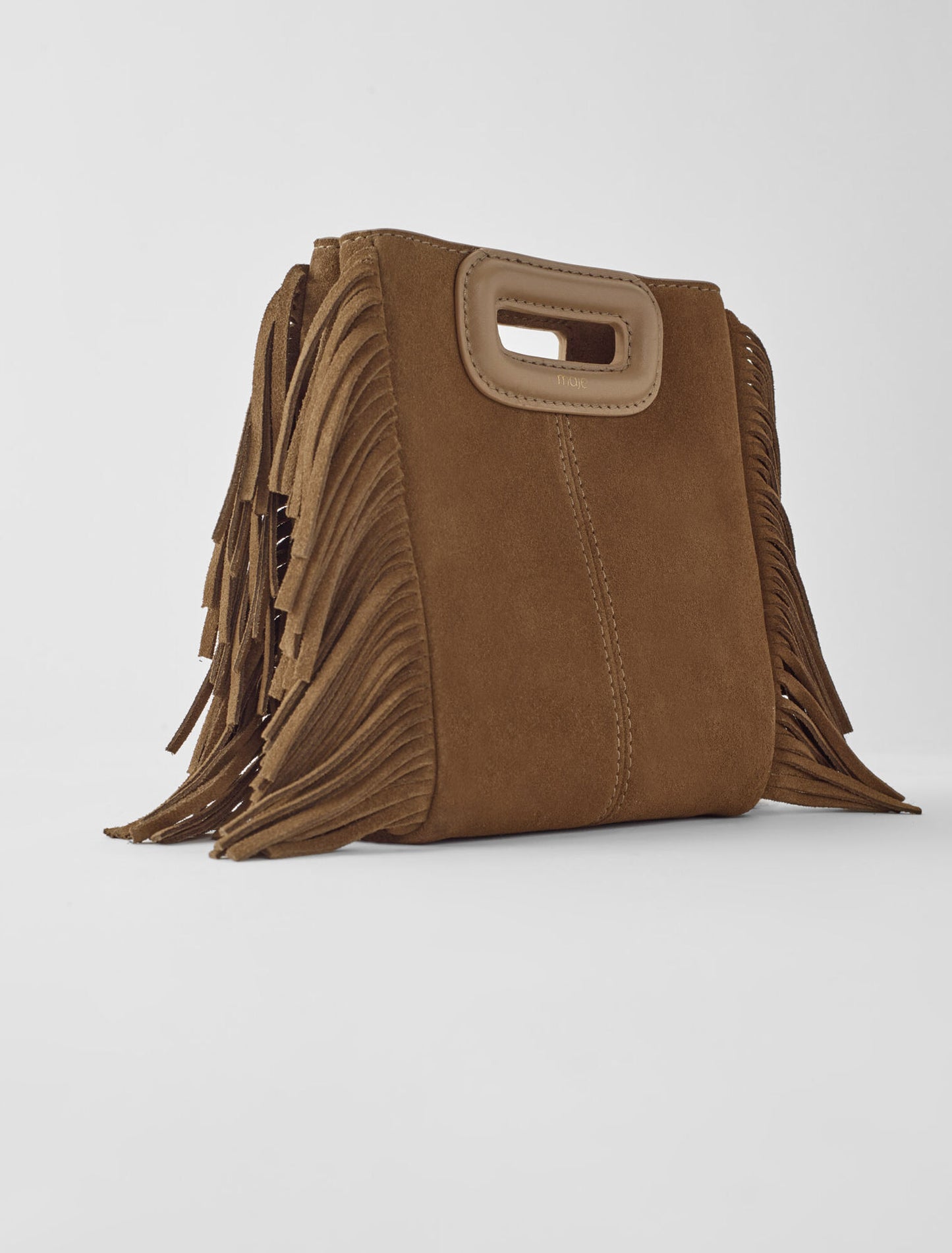 M mini bag in suede leather Camel