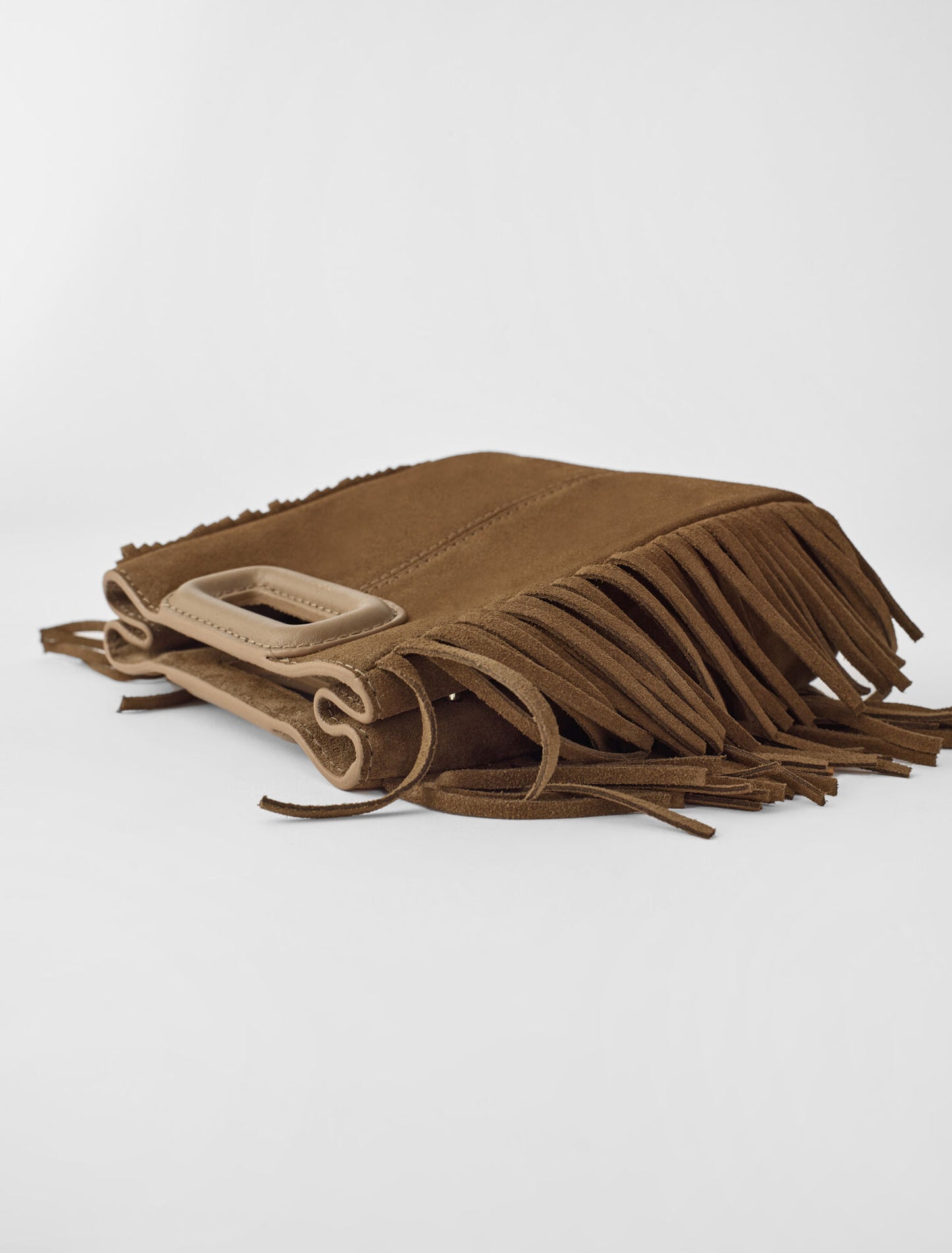 M mini bag in suede leather Camel