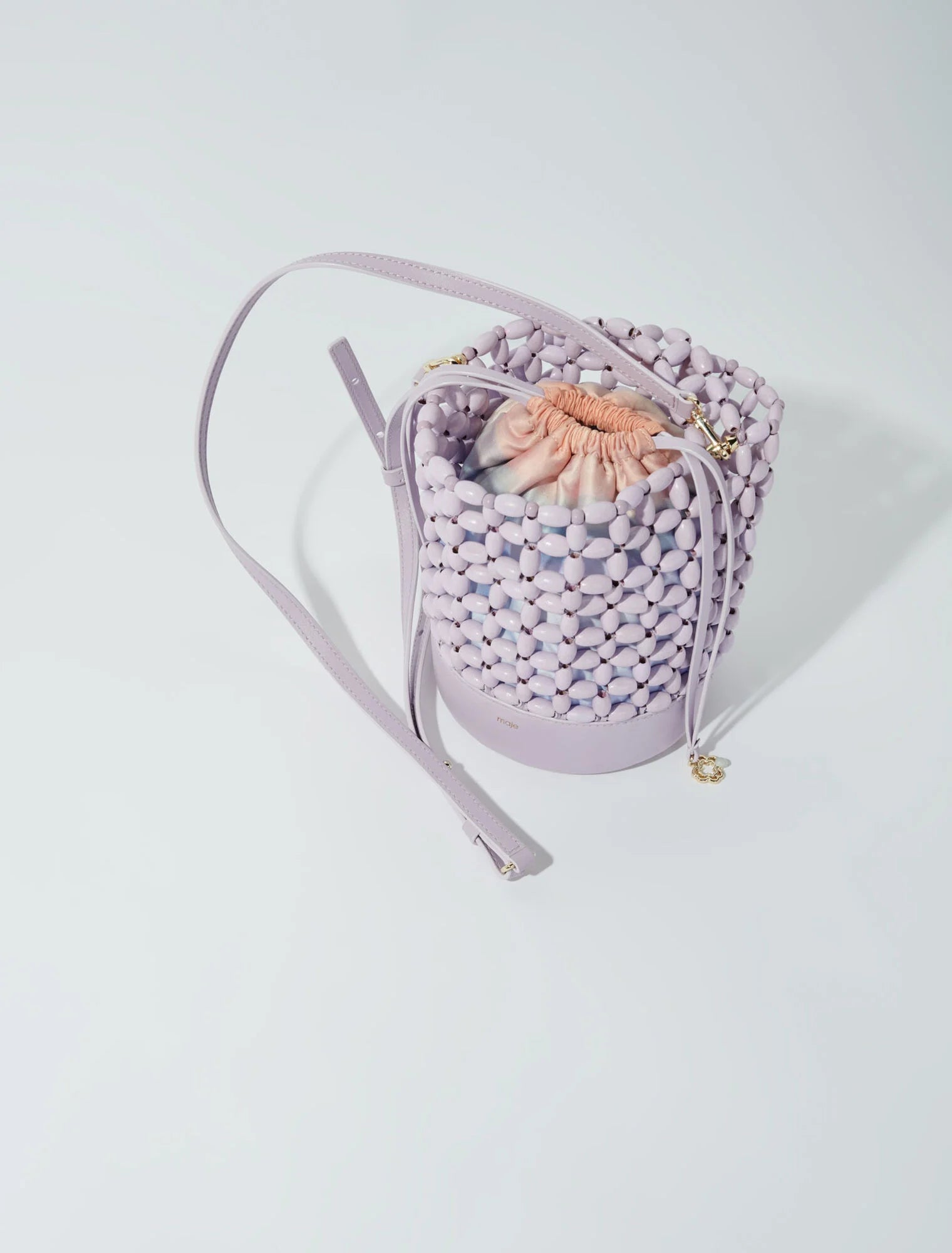 Parma Violet-Bucket bag embellished with beads
