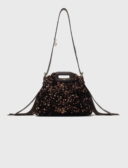 Sequinned Miss M mini bag Brown