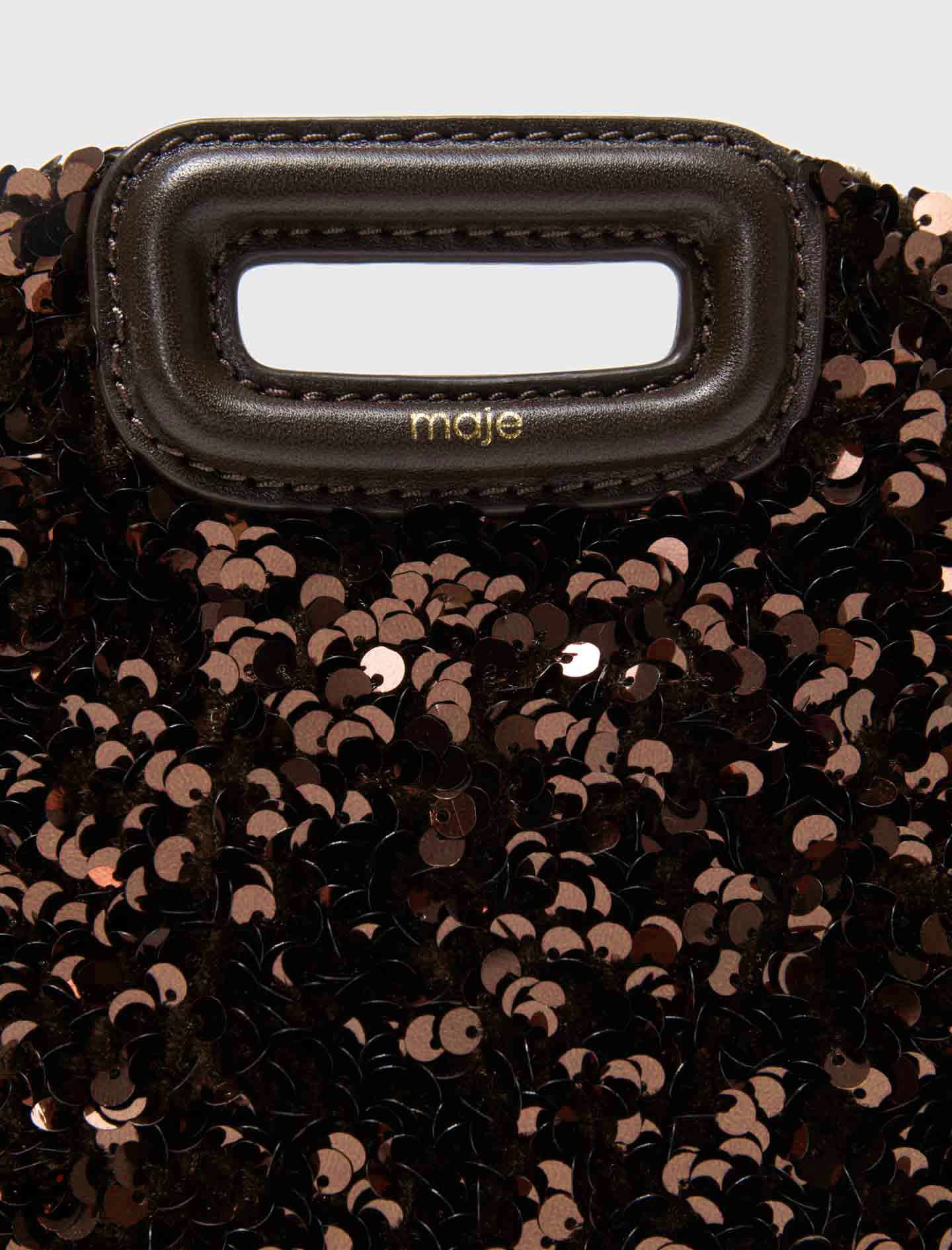 Sequinned Miss M mini bag Brown
