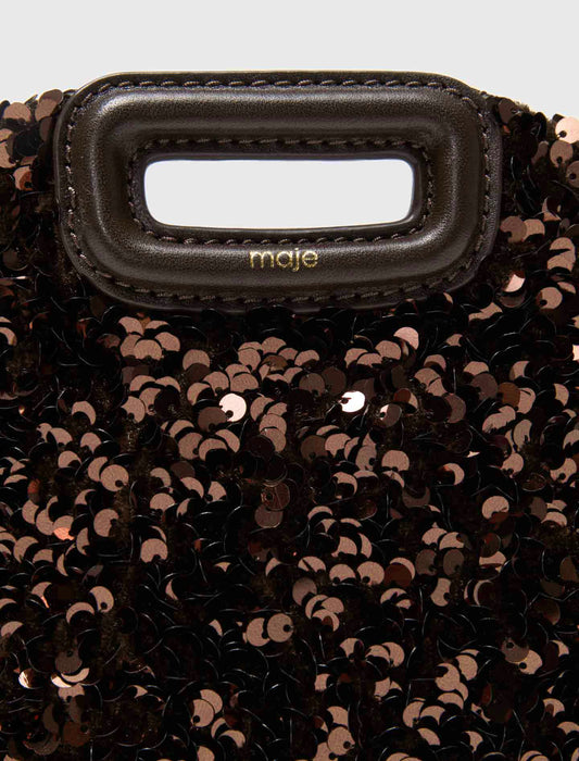 Sequinned Miss M mini bag Brown