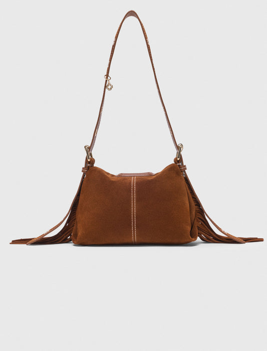 Topstitched Suede Miss M Mini Bag Brown
