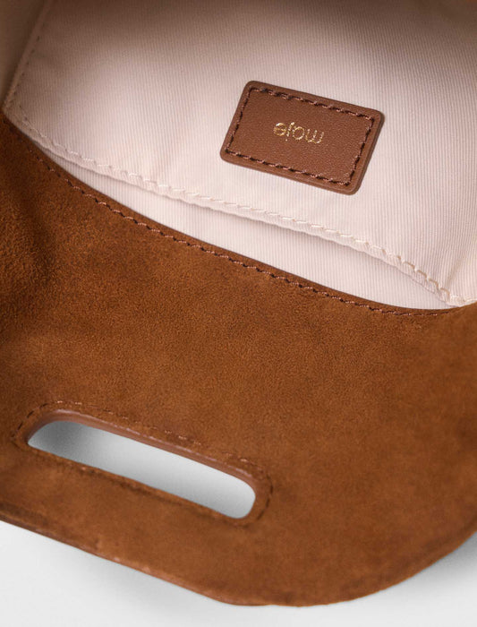 Topstitched Suede Miss M Mini Bag Brown